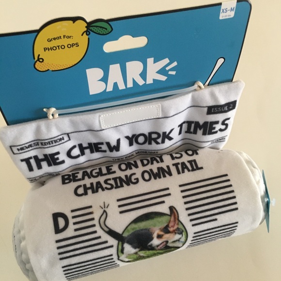 Bark Other - NEW Dog Toy Fluff Squeak Crinkle Sounds “Chew York Times” Beagle Headline | Bark